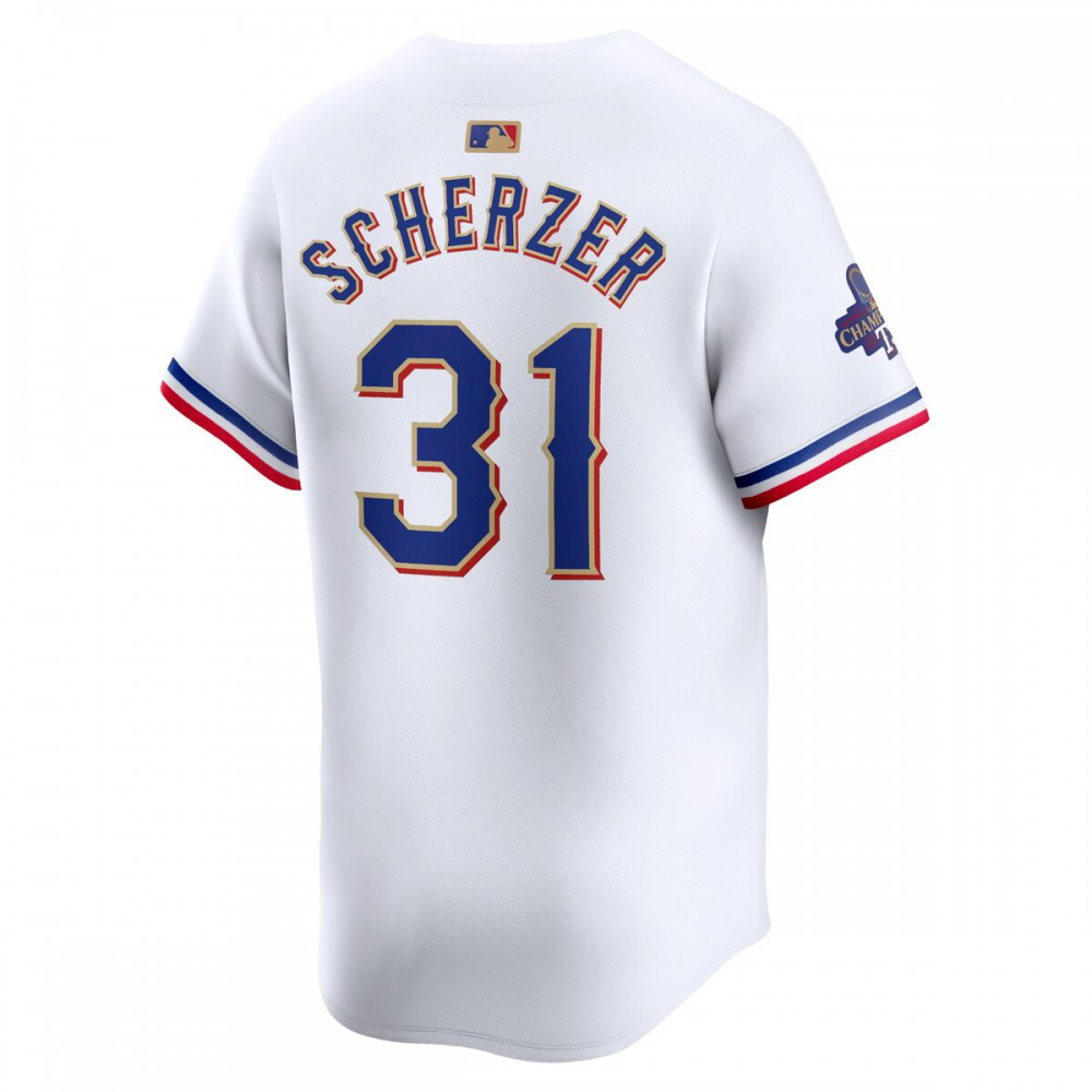 Max Scherzer Texas Rangers 2024 Gold Collection Limited Player Jersey – White-Pro Kit Vault | Brand New 26/27 Sports Jerseys